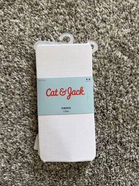 Cat & Jack White Girls' Opaque Tights - 1 Pair
